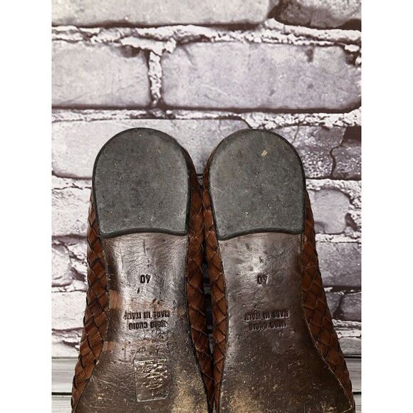 Calzoleria Toscana Woven Brown Leather Round Toe Ballet Flats Women’s 40EU/9M US - Picture 12 of 16